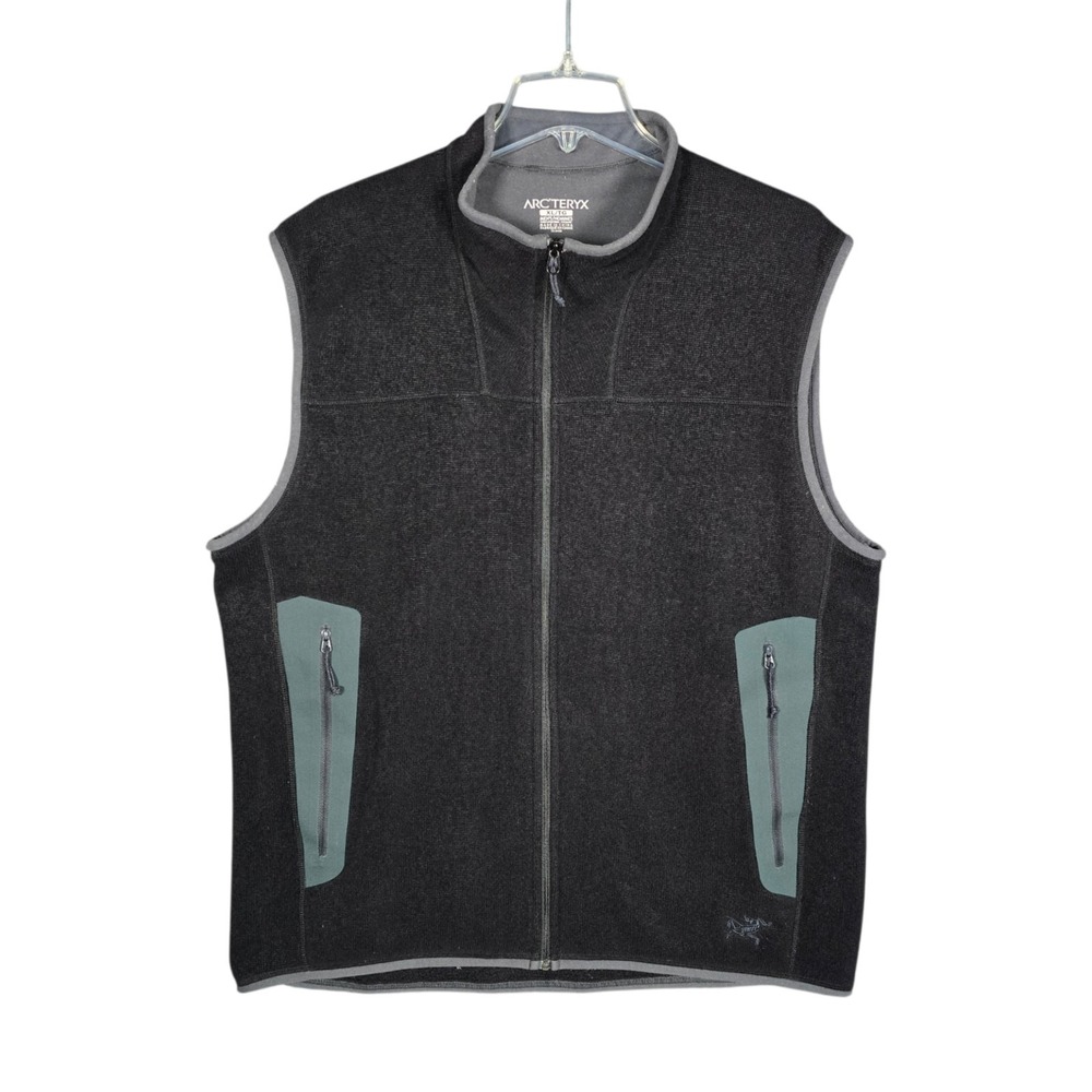 Arcteryx Covert Vest Mens XL Black Fleece Full Zip Hiking Pockets Polartec